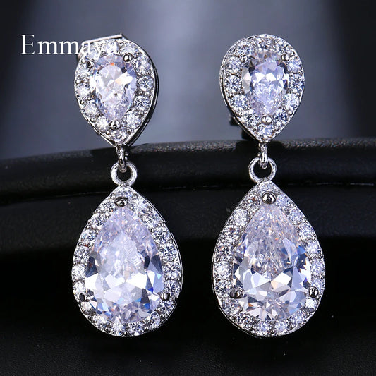 Emmaya Fashion Jewllery Drop Zircon Clip Earrings Without Piercing Puncture Earrings For Women Wedding Jewelry