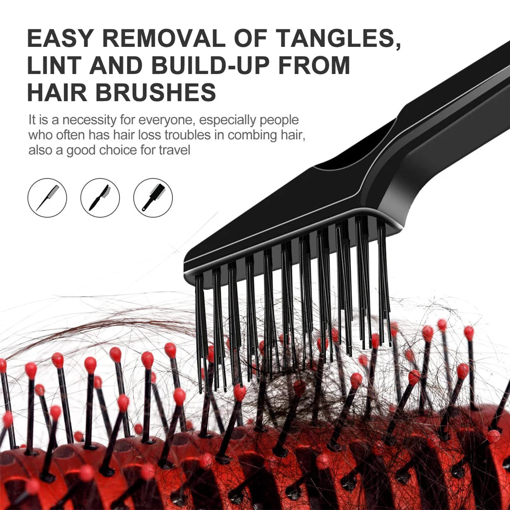 1pcs Hair Brush Cleaner Hairbrush Comb Cleaner for Removing Hair Dust Handle Embeded Comb Cleanup Hook Salon Removing Tool